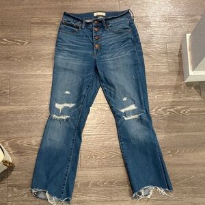 Madewell Flare Distressed Blue Jeans